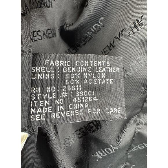 Vintage Jones Wear Sport Black Leather Button Front Long Coat L Classic 90s Y2K - Picture 10 of 12